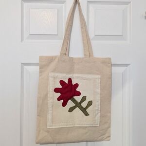 Upcycled Antique Flower Quilt Tote Bag